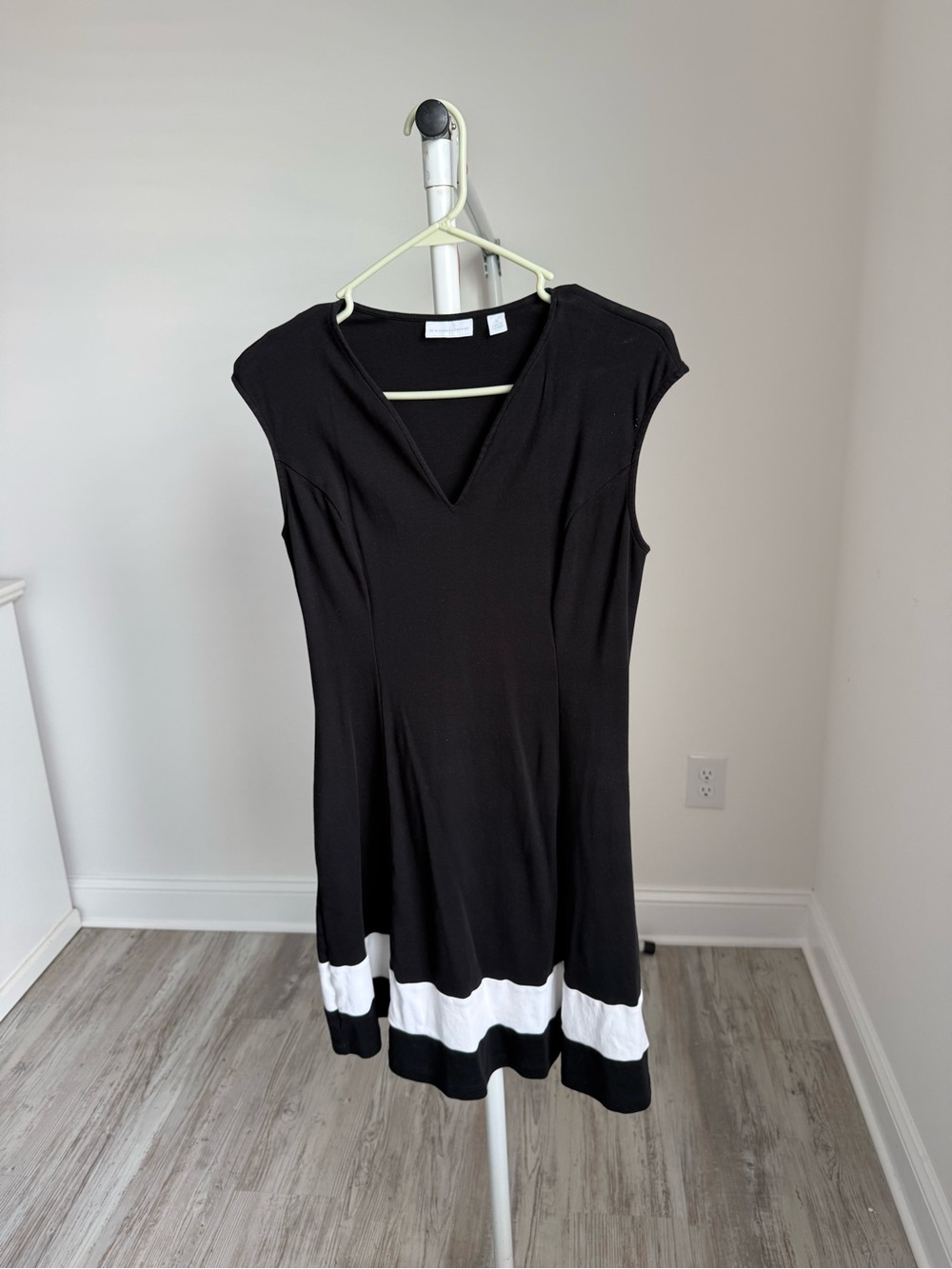 New York & Company Black Dress with White Hem Accent